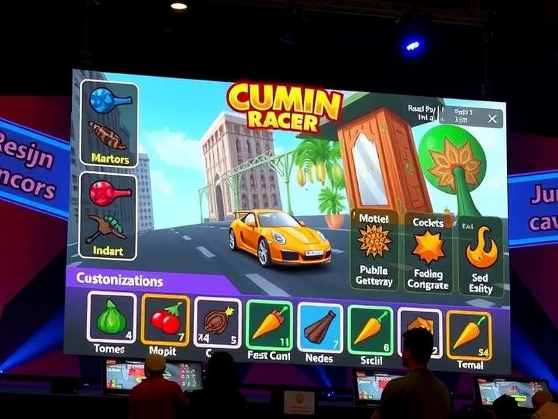 Indian Cumin Racer car customization screen showing various spice-themed upgrades